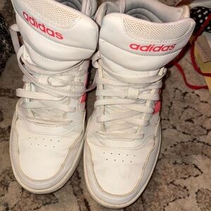Adidas White and Pink High-Tops sz 8 vintage